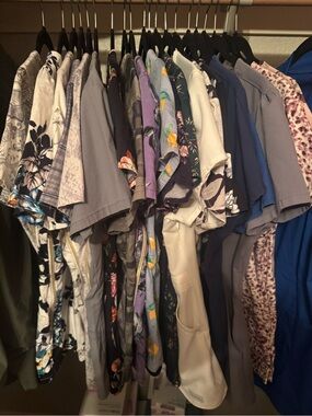 Entire lot Jaanuu Mixed Floral & Solid Scrub Tops